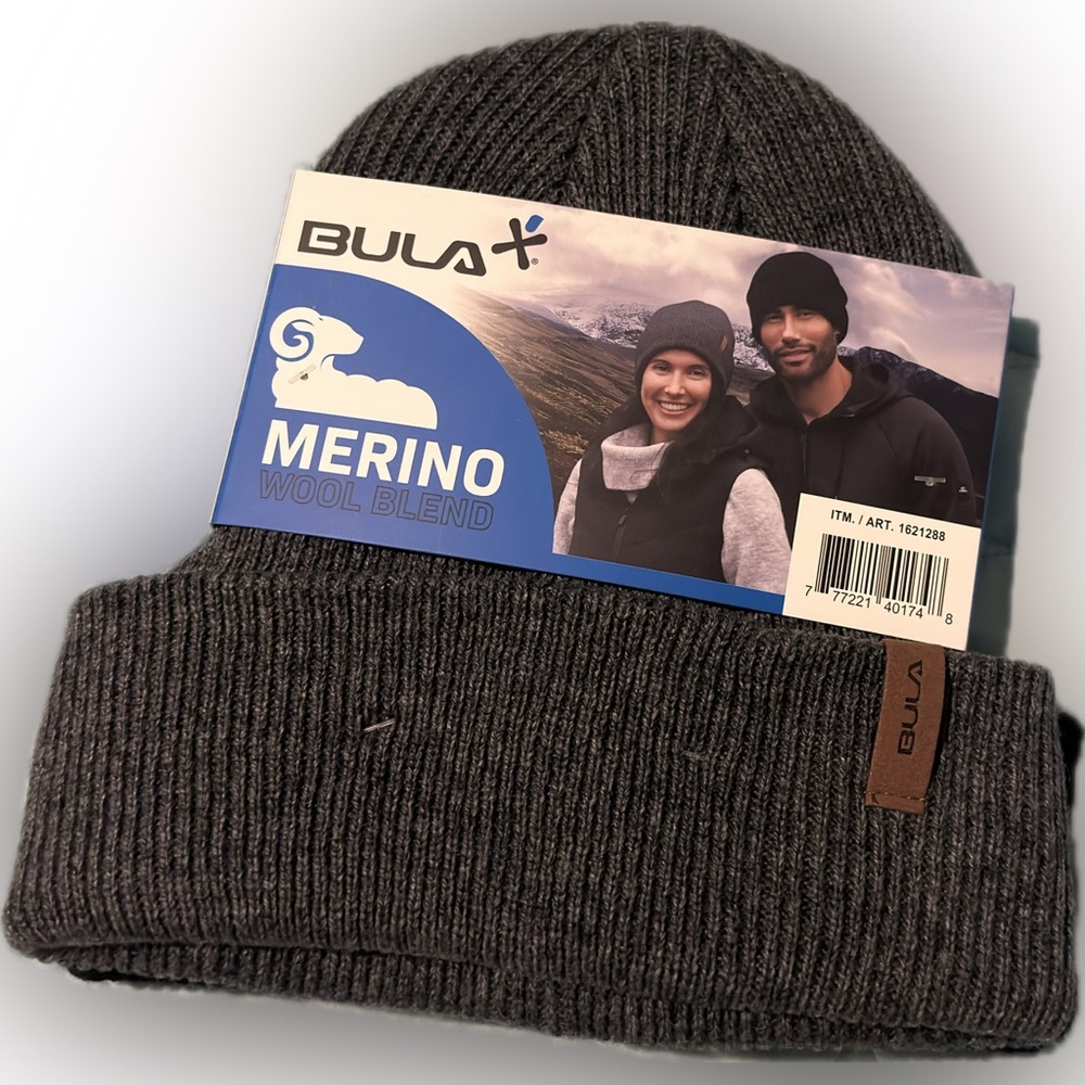 Bula Beanies Merino Wool Blend Skully Adult Black Gray 2 Pk